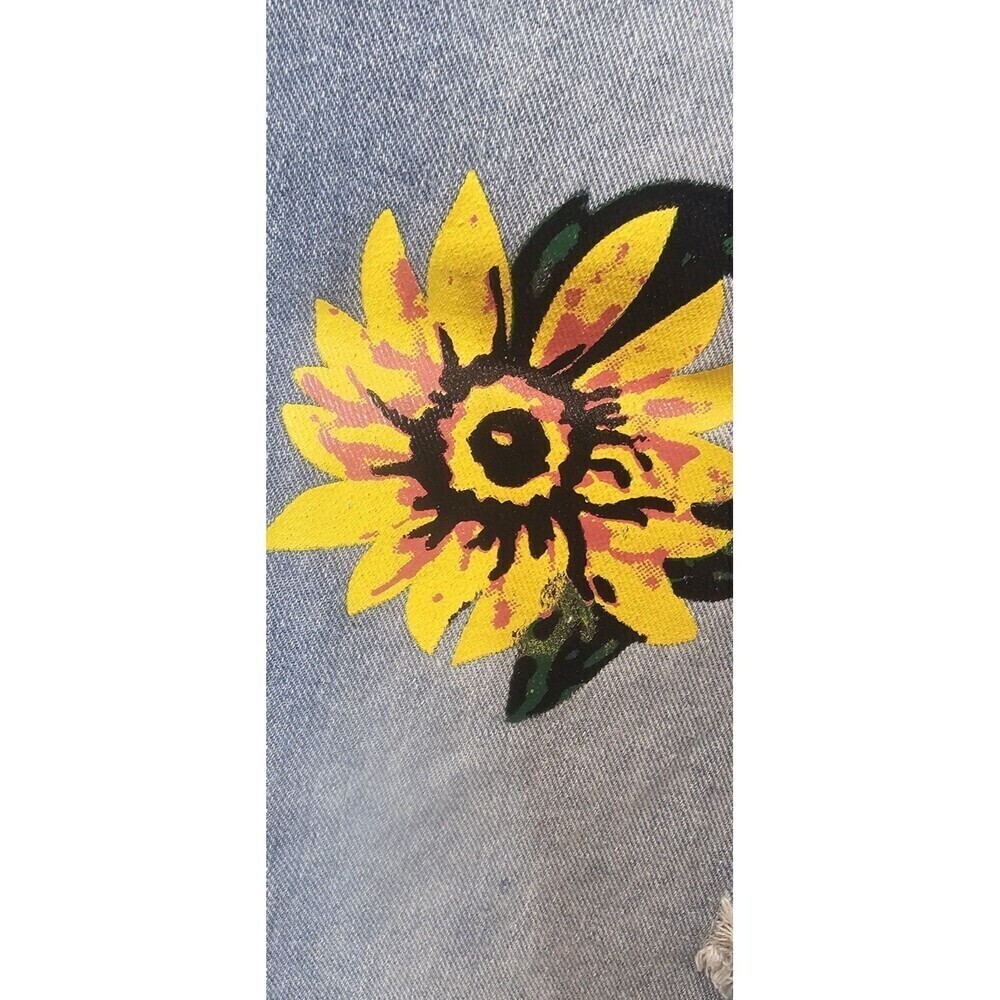 Misslook Sunflower Sz XL Jeans Anthropologie Hippie Boho Blue Distressed Denim - Picture 2 of 11
